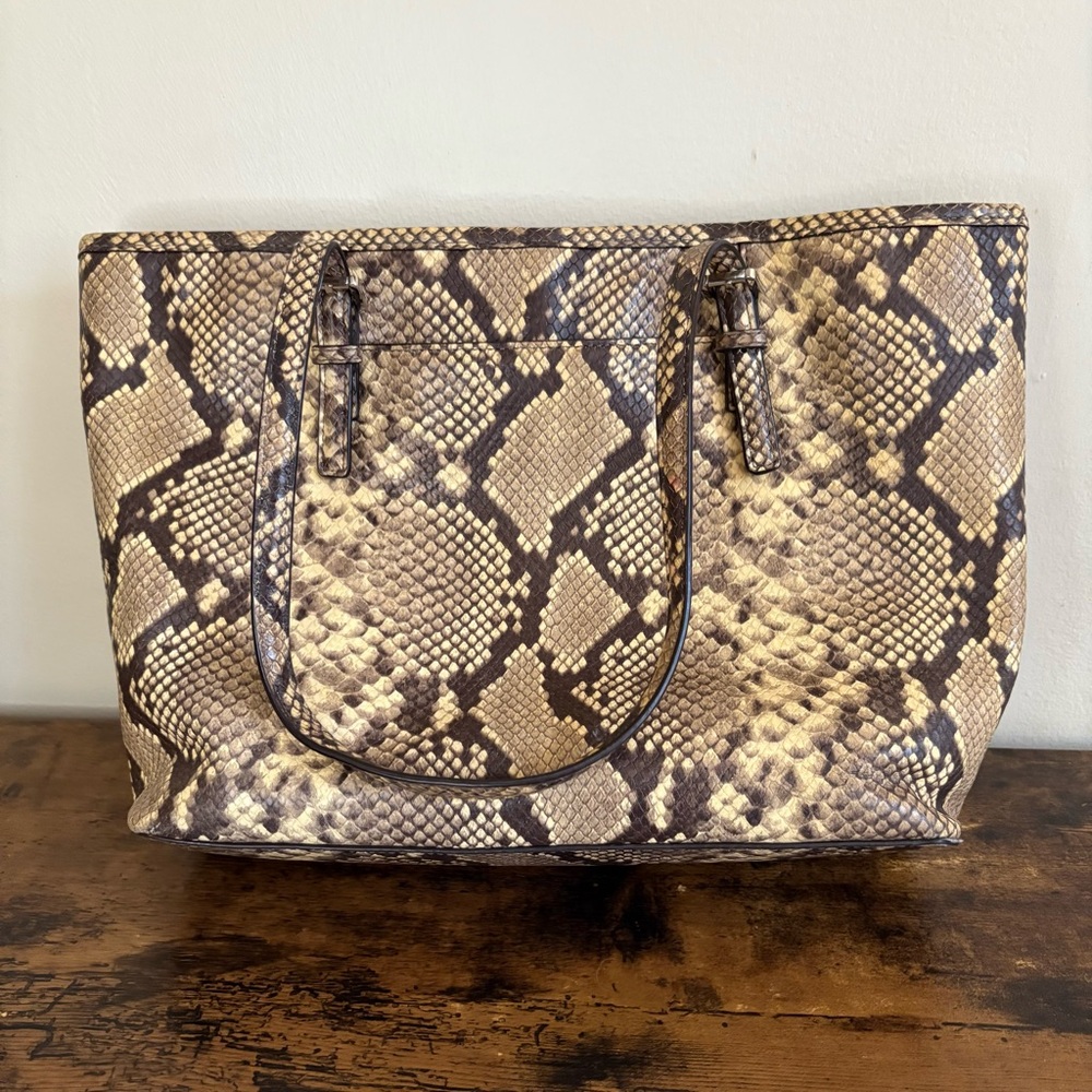 Michael Kors Snake Print Studded Large Tote Bag - Picture 3 of 10